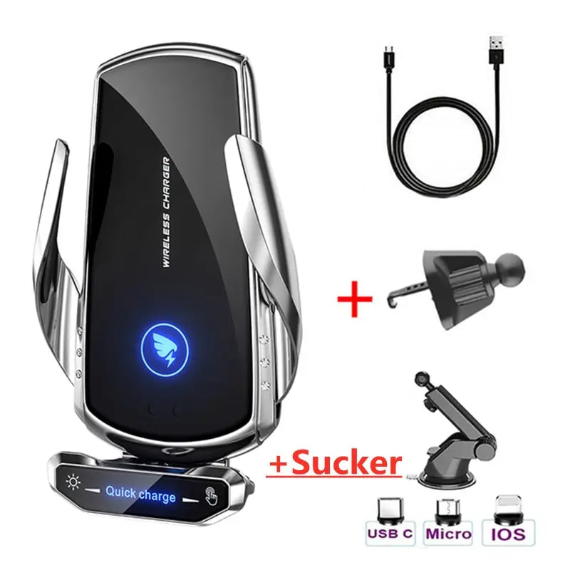 Wireless Car Charger Phone Holder – Fast Charging Air Vent & Dashboard Mount with Auto-Clamp”