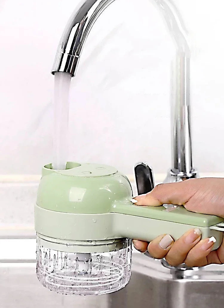 4-in-1 Handheld Electric Vegetable Cutter – Multifunctional Food Chopper, Slicer & Grinder”