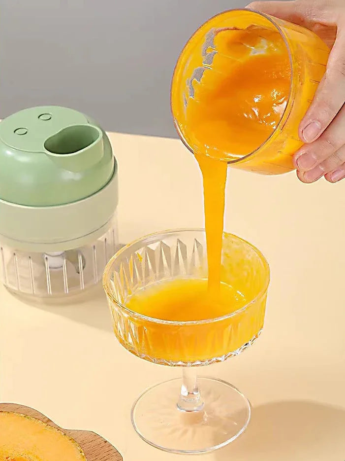 4-in-1 Handheld Electric Vegetable Cutter – Multifunctional Food Chopper, Slicer & Grinder”