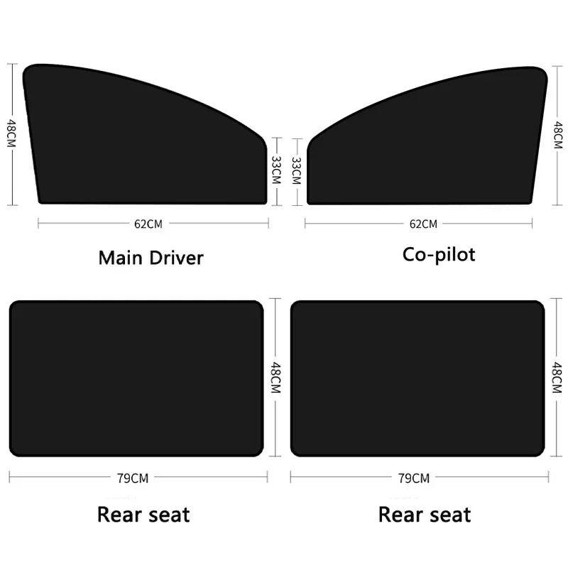 4PCS Car Magnetic Sunshade – Universal Window Shade Set for UV Protection, Heat Reduction & Privacy”