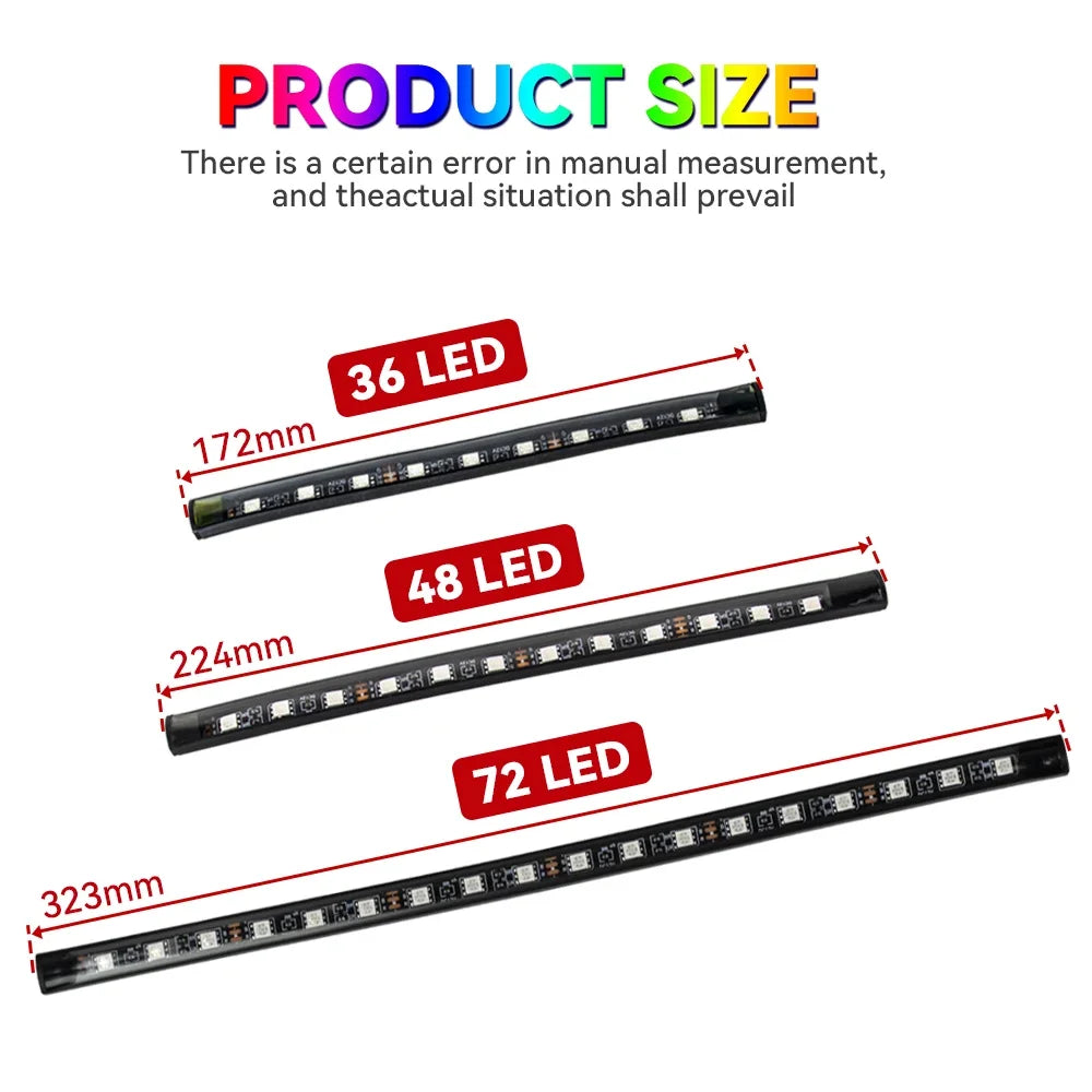 Car LED Interior Ambient Light Kit – 36/48/72 LED Multicolor Neon Strips with Remote & App Control”