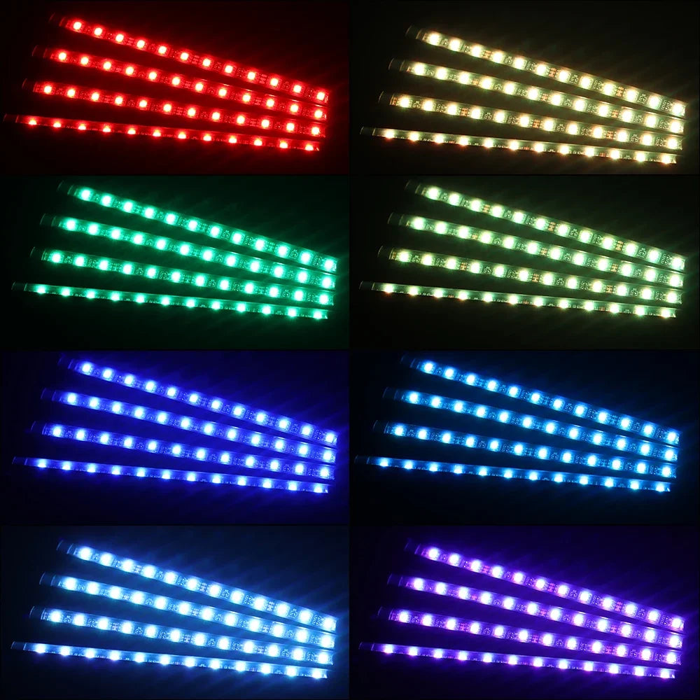 Car LED Interior Ambient Light Kit – 36/48/72 LED Multicolor Neon Strips with Remote & App Control”
