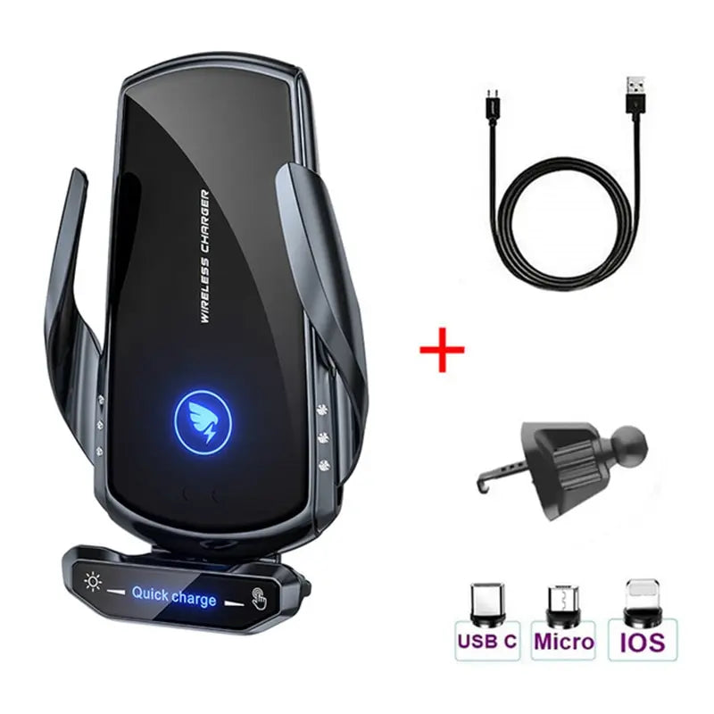 Wireless Car Charger Phone Holder – Fast Charging Air Vent & Dashboard Mount with Auto-Clamp”