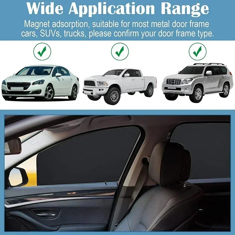 4PCS Car Magnetic Sunshade – Universal Window Shade Set for UV Protection, Heat Reduction & Privacy”