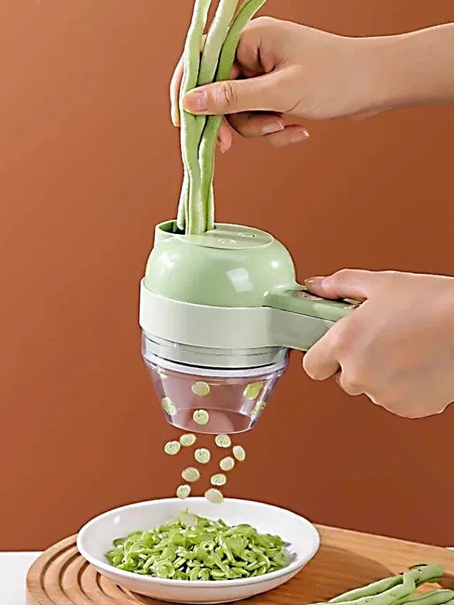 4-in-1 Handheld Electric Vegetable Cutter – Multifunctional Food Chopper, Slicer & Grinder”