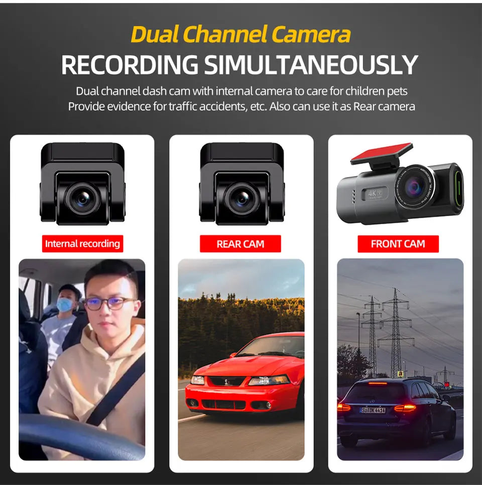 Protect Your Car with 4K UHD Smart Dash Cam – Night Vision, GPS, WiFi, G-Sensor, Parking Mode + SD Card Bundle