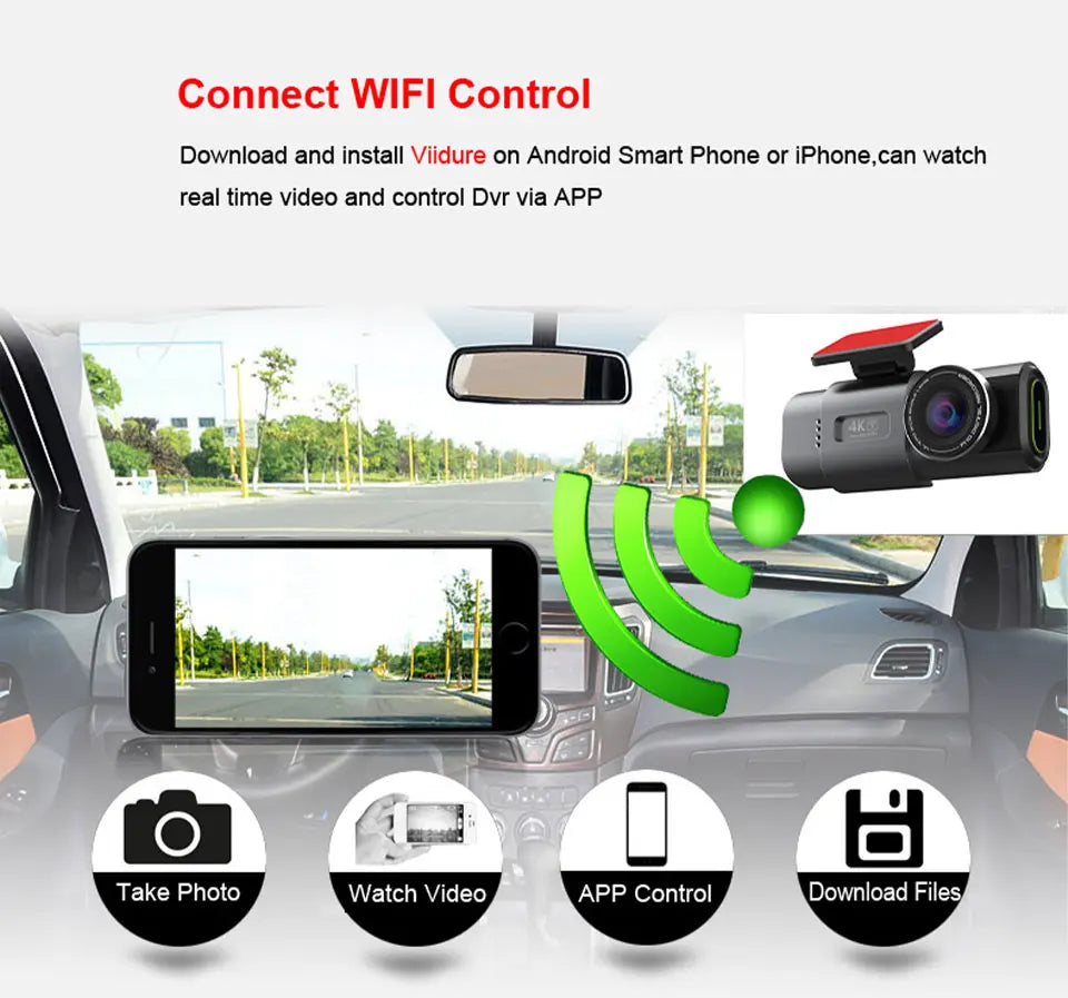 Protect Your Car with 4K UHD Smart Dash Cam – Night Vision, GPS, WiFi, G-Sensor, Parking Mode + SD Card Bundle
