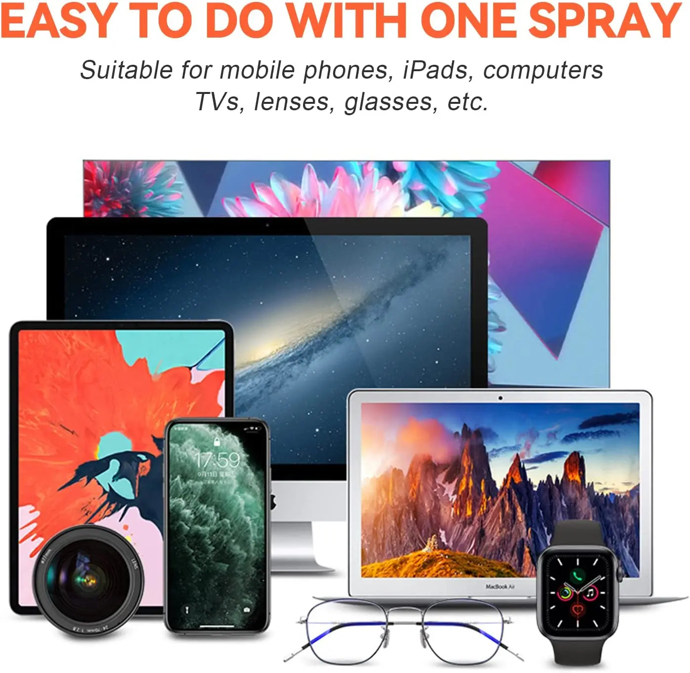 2-in-1 Screen Cleaner Spray with Microfiber Wipe – Portable Phone, Tablet & Laptop Cleaning Kit”