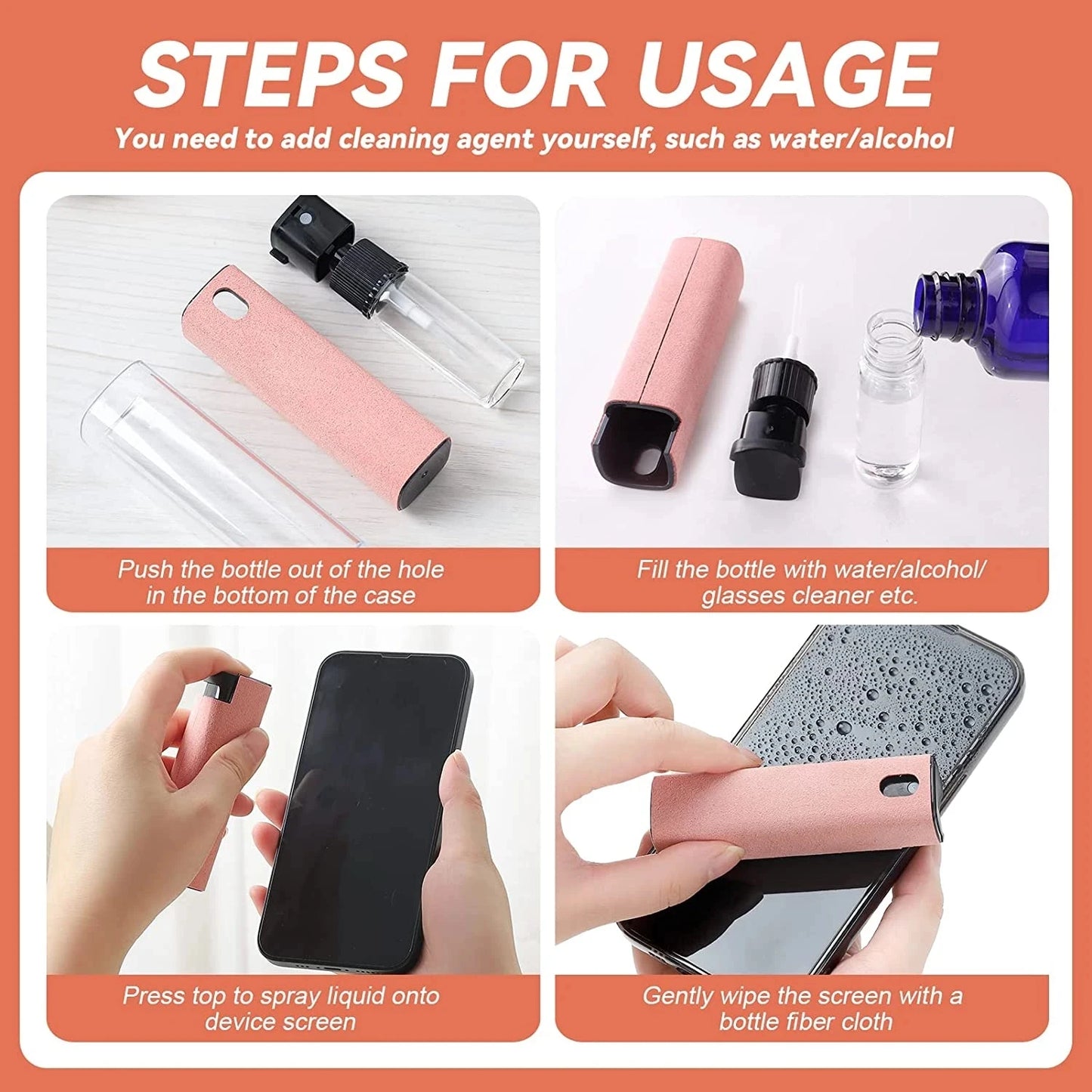 2-in-1 Screen Cleaner Spray with Microfiber Wipe – Portable Phone, Tablet & Laptop Cleaning Kit”
