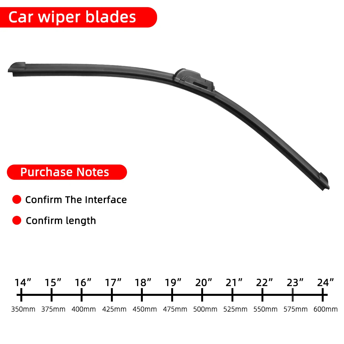 Universal Car Windshield Wiper Blades – Durable Soft Rubber, All-Season Auto Replacement, Multiple Sizes (14’’–26’’)”
