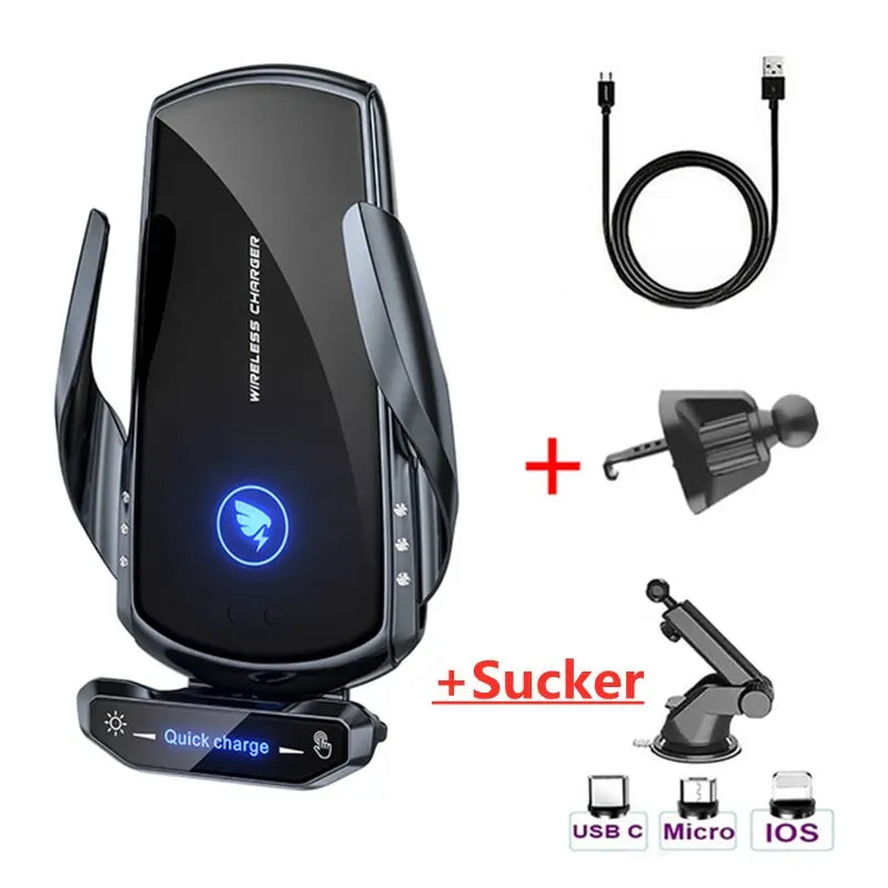 Wireless Car Charger Phone Holder – Fast Charging Air Vent & Dashboard Mount with Auto-Clamp”