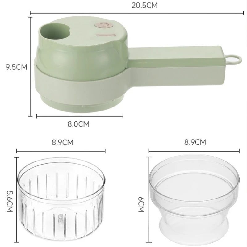 4-in-1 Handheld Electric Vegetable Cutter – Multifunctional Food Chopper, Slicer & Grinder”