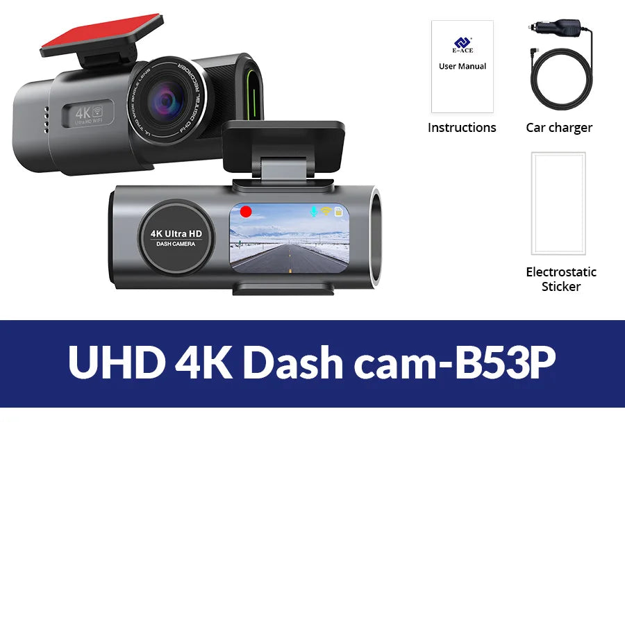 Protect Your Car with 4K UHD Smart Dash Cam – Night Vision, GPS, WiFi, G-Sensor, Parking Mode + SD Card Bundle