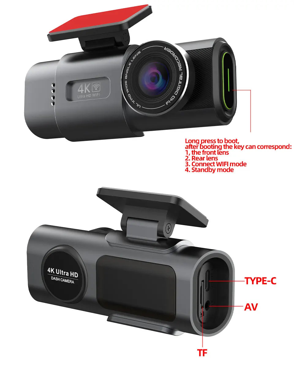 Protect Your Car with 4K UHD Smart Dash Cam – Night Vision, GPS, WiFi, G-Sensor, Parking Mode + SD Card Bundle