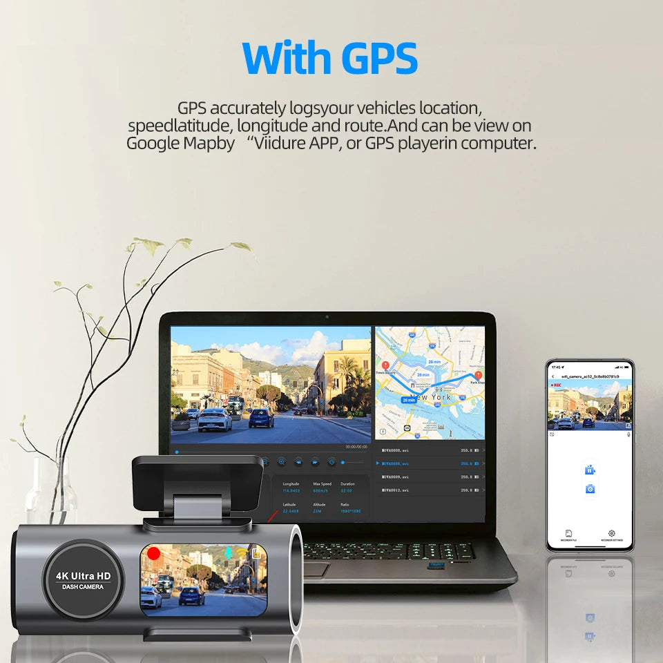 Protect Your Car with 4K UHD Smart Dash Cam – Night Vision, GPS, WiFi, G-Sensor, Parking Mode + SD Card Bundle