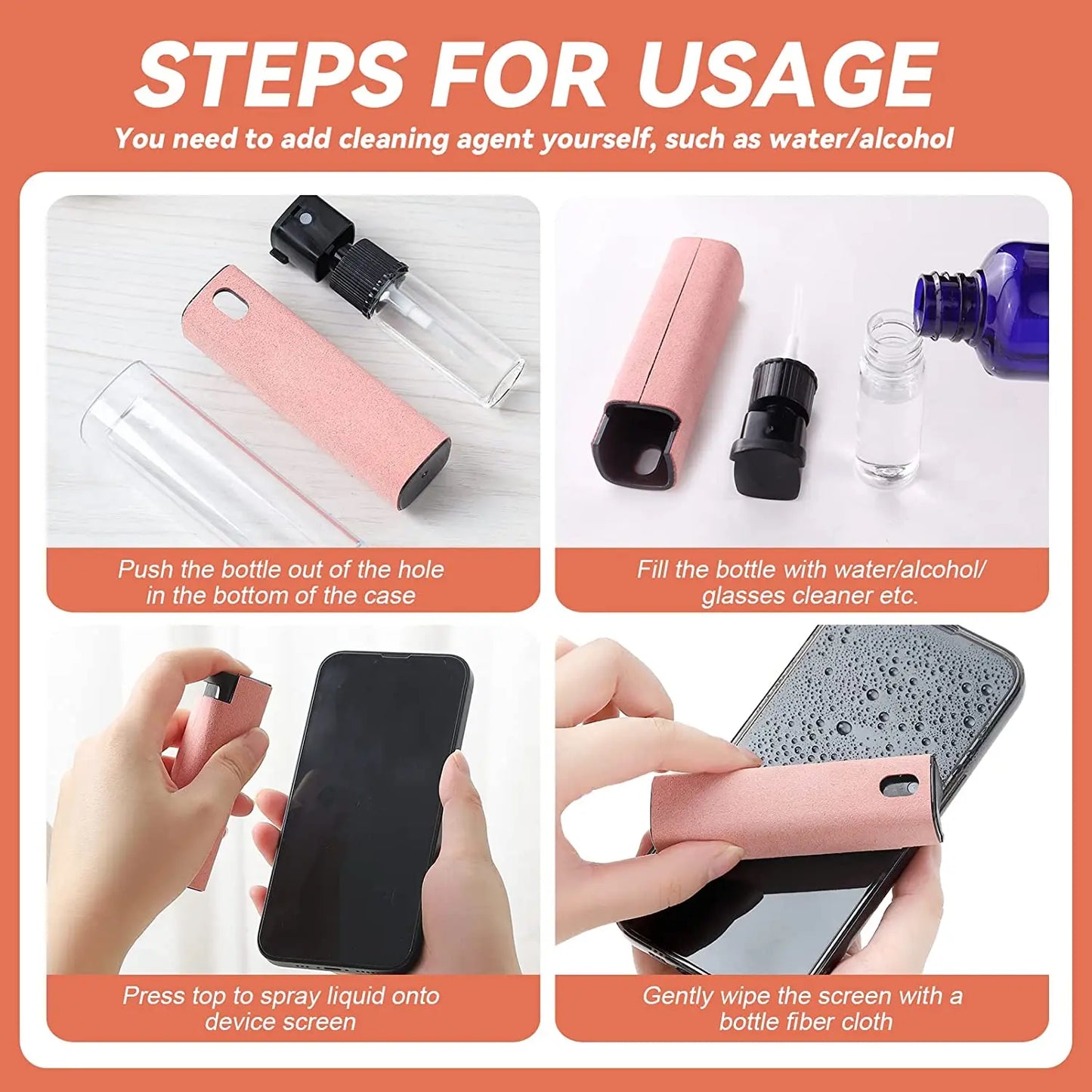 2-in-1 Screen Cleaner Spray with Microfiber Wipe – Portable Phone, Tablet & Laptop Cleaning Kit”