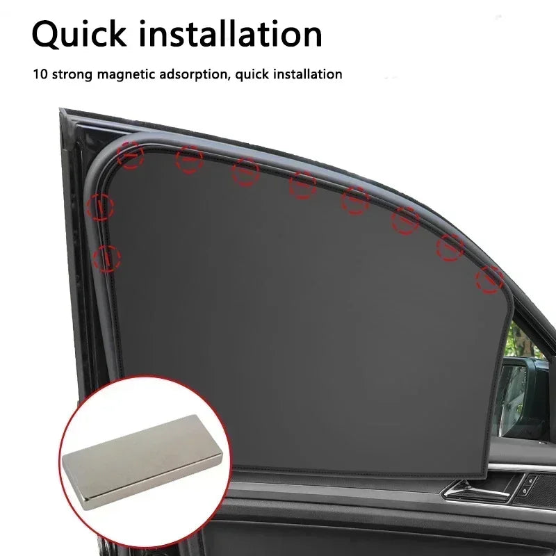 4PCS Car Magnetic Sunshade – Universal Window Shade Set for UV Protection, Heat Reduction & Privacy”