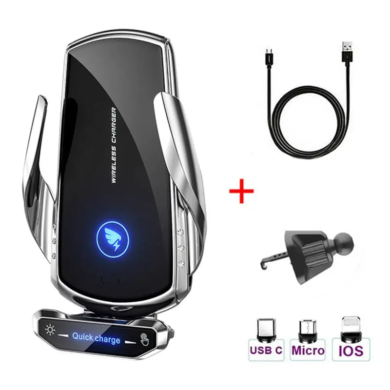 Wireless Car Charger Phone Holder – Fast Charging Air Vent & Dashboard Mount with Auto-Clamp”