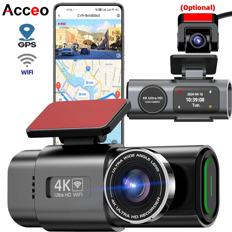 Protect Your Car with 4K UHD Smart Dash Cam – Night Vision, GPS, WiFi, G-Sensor, Parking Mode + SD Card Bundle
