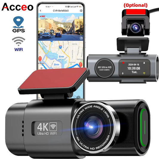 Protect Your Car with 4K UHD Smart Dash Cam – Night Vision, GPS, WiFi, G-Sensor, Parking Mode + SD Card Bundle
